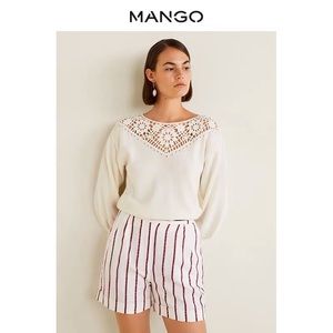 Mango openwork white sweater NWOT S